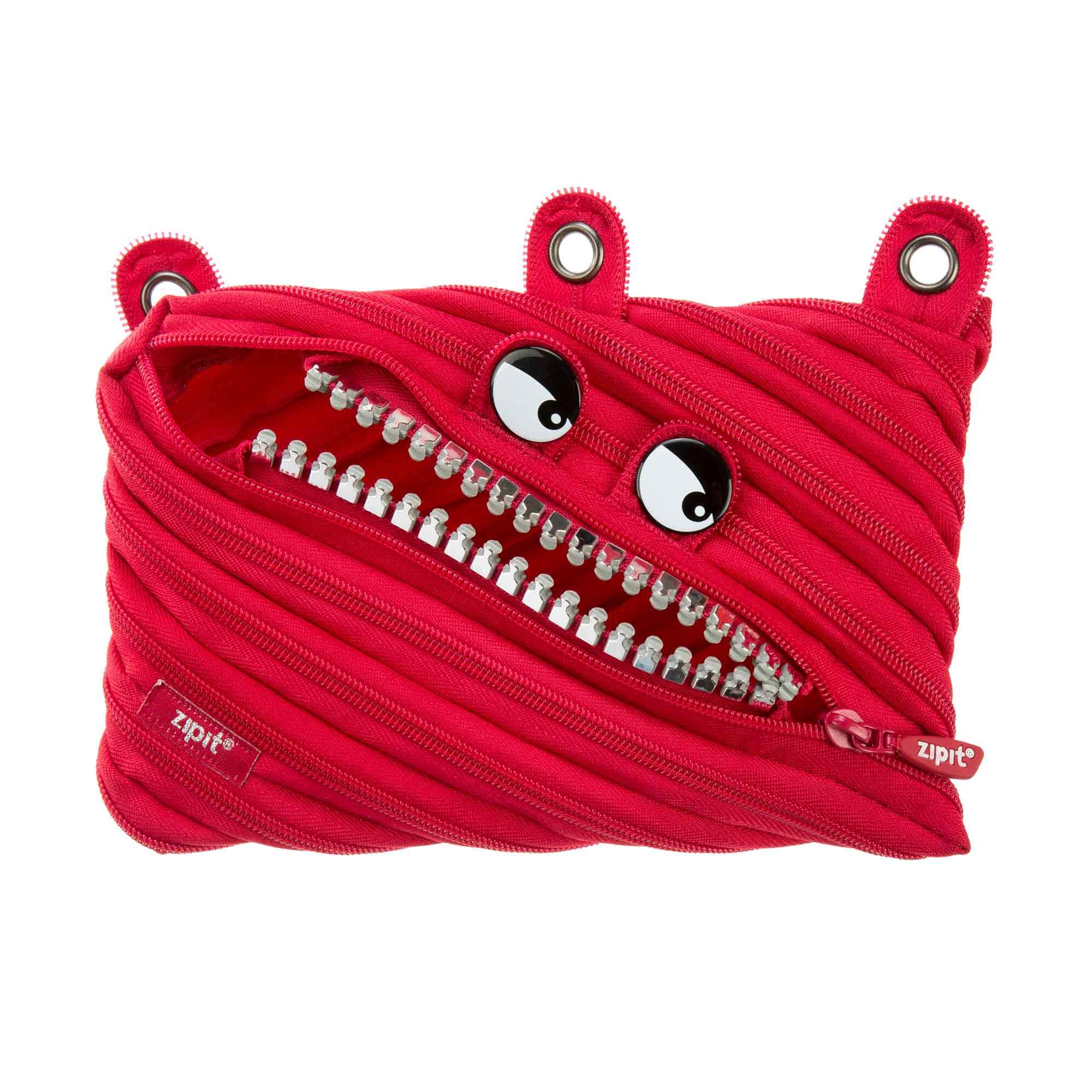 ZIPIT Grillz 3-Ring Binder Pencil Pouch, Large Capacity Pen Case for Kids  and Teens (Red) 